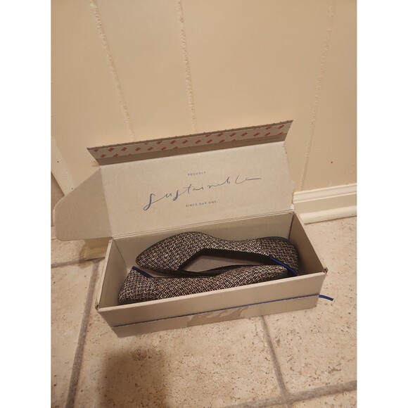 Rothy's "The Point" Flats in "Sparkle Herringbone" Black & Gold Size 10.5 - Picture 11 of 12